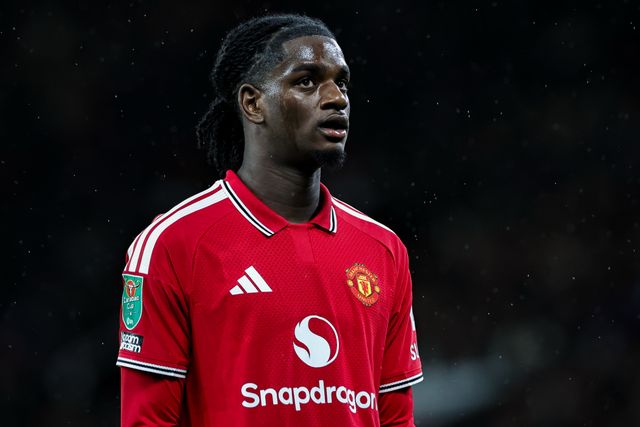 Ayden Heaven in action during the Carabao Cup round 3 match Manchester United vs Brighton & Hove Albion at Old Trafford, Manchester, United Kingdom on 16 September 2026

(Photo by Mark Cosgrove/News Images)