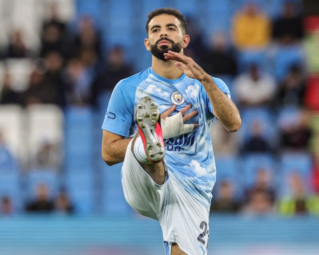 Rayan Ait-Nouri of Manchester City in the pregame warmup session during the Carabao Cup round 3 match Manchester City vs Norwich City at Etihad Stadium, Manchester, United Kingdom on 17 September 2026

(Photo by Mark Cosgrove/News Images)