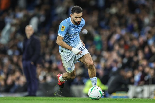 Rayan Ait-Nouri of Manchester City breaks with the ball during the Carabao Cup round 3 match Manchester City vs Norwich City at Etihad Stadium, Manchester, United Kingdom on 17 September 2026

(Photo by Mark Cosgrove/News Images)