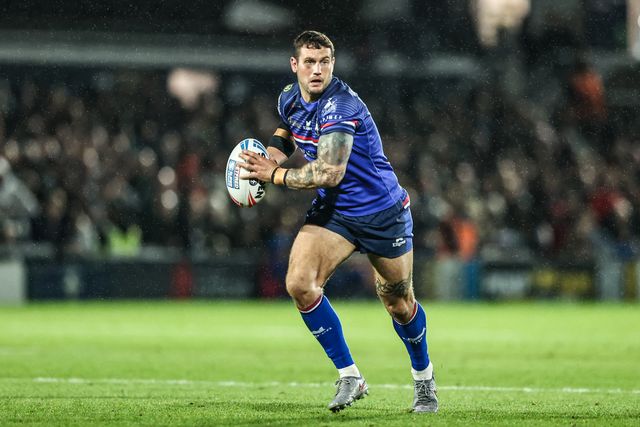 Jay Pitts of Wakefield Trinity in action during the Betfred Super League Play-off Eliminator round match Wakefield Trinity vs Leigh Leopards at DIY Kitchens Stadium, Wakefield, United Kingdom on 18 September 2026

(Photo by Alfie Cosgrove/News Images)