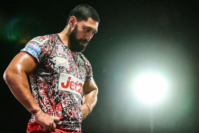 Jazz Tevaga of Wakefield Trinity during the Betfred Super League Play-off Eliminator round match Wakefield Trinity vs Leigh Leopards at DIY Kitchens Stadium, Wakefield, United Kingdom on 18 September 2026

(Photo by Alfie Cosgrove/News Images)