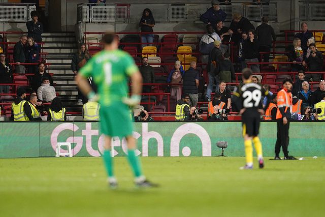 View of the away support at full time during the Premier League match Brentford vs Chelsea at GTECH Community Stadium, London, United Kingdom on 18 September 2026

(Photo by Harvey Murphy/News Images)