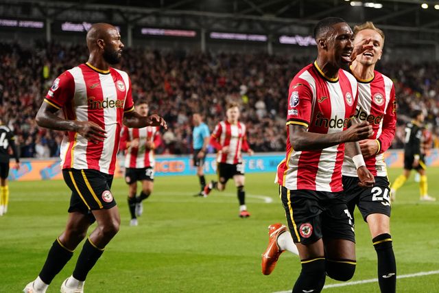 Jaidon Anthony of Brentford celebrates his goal during the Premier League match Brentford vs Chelsea at GTECH Community Stadium, London, United Kingdom on 18 September 2026

(Photo by Harvey Murphy/News Images)
