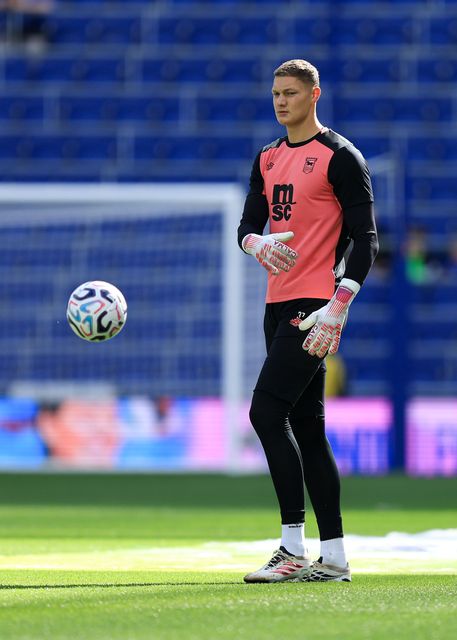 Ipswich Town goalkeeper Kjell Scherpen warms up prior to the Premier League match Everton vs Ipswich Town at Hill Dickinson Stadium, Liverpool, United Kingdom on 19 September 2026

(Photo by Jorge Horsted/News Images)