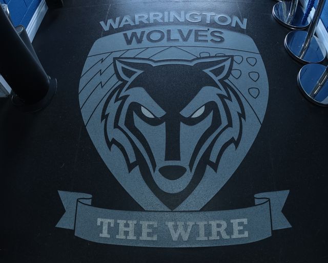 Warrington Wolves logo on the tunnel floor during the Betfred Super League Play-off Eliminator round match Warrington Wolves vs Hull KR at The Halliwell Jones Stadium, Warrington, United Kingdom on 19 September 2026

(Photo by Mark Cosgrove/News Images)