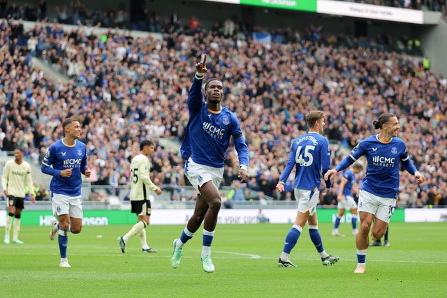 Thierno Barry of Everton celebrates after scoring teams first goal during the Premier League match Everton vs Ipswich Town at Hill Dickinson Stadium, Liverpool, United Kingdom on 19 September 2026

(Photo by Jorge Horsted/News Images)