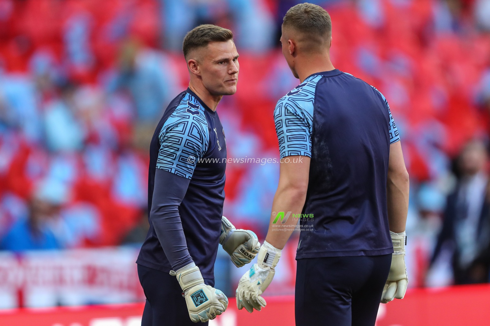 Ben Wilson #13 of Coventry City talking to Simon Moore #1 of Coventry City ahead of the Sky Bet Championship Play-Off Final match Coventry City vs Luton Town at Wembley Stadium, London, United Kingdom, 27th May 2023

(Photo by Gareth Evans/News Images)