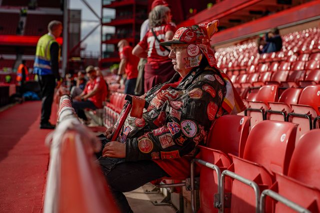 Forest super fan Eberhard "Ebby" Kleinrensing in the stands prior to kick off during the Premier League match Nottingham Forest vs Coventry City at City Ground, Nottingham, United Kingdom on 19 September 2026

(Photo by Maynard Manyowa/News Images)