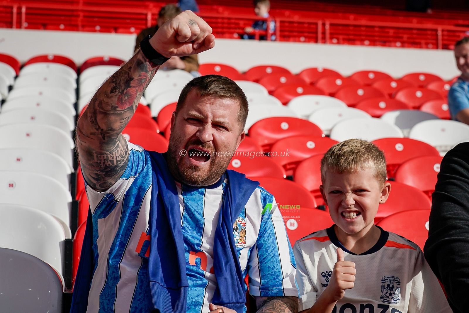 Coventry fans in the stands prior to kick off during the Premier League match Nottingham Forest vs Coventry City at City Ground, Nottingham, United Kingdom on 19 September 2026

(Photo by Maynard Manyowa/News Images)