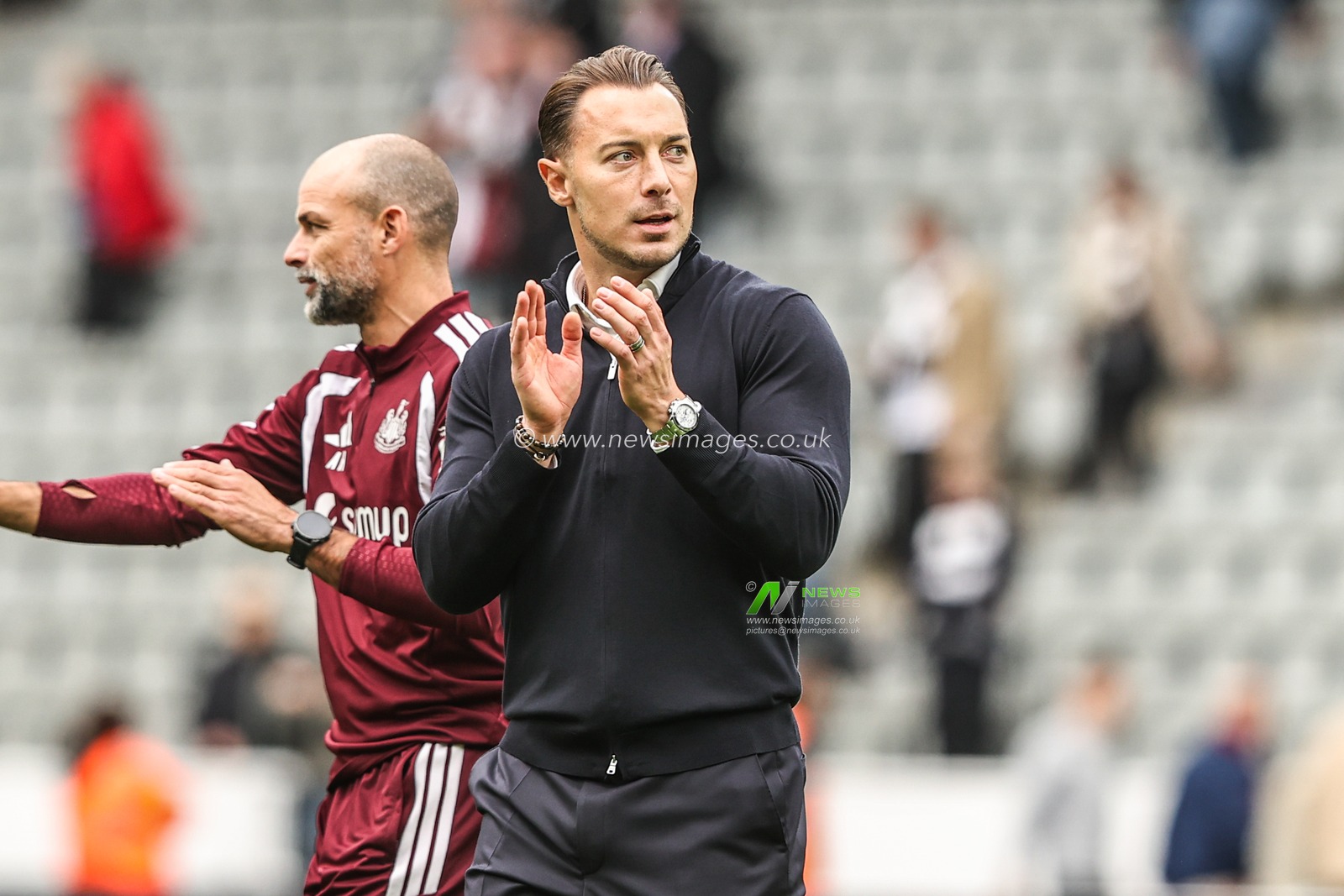 Matthias Jaissle manager of Newcastle United applauds the fans after the game during the Premier League match Newcastle Untied vs Hull City at St. James's Park, Newcastle, United Kingdom on 19 September 2026

(Photo by Alfie Cosgrove/News Images)