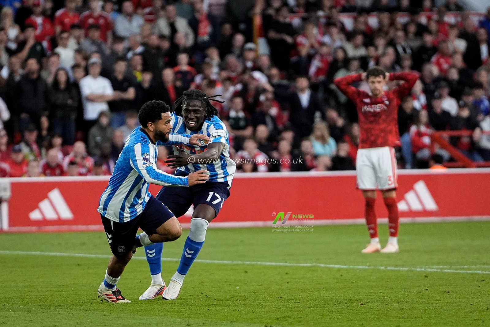 Jay Dasilva of Coventry City celebrates his goal to make it  0-1 during the Premier League match Nottingham Forest vs Coventry City at City Ground, Nottingham, United Kingdom on 19 September 2026

(Photo by Maynard Manyowa/News Images)
