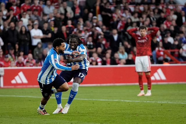 Jay Dasilva of Coventry City celebrates his goal to make it  0-1 during the Premier League match Nottingham Forest vs Coventry City at City Ground, Nottingham, United Kingdom on 19 September 2026

(Photo by Maynard Manyowa/News Images)