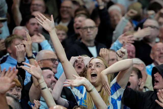 Coventry fans celebrate after Referee Jarred Gillett disallows Igor Jesus of Nottingham Forest goal after referral from Video assistant referee Paul Howard during the Premier League match Nottingham Forest vs Coventry City at City Ground, Nottingham, United Kingdom on 19 September 2026

(Photo by Maynard Manyowa/News Images)