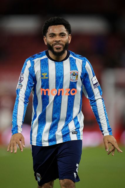 Jay Dasilva of Coventry City celebrates his team\s 01- victory and applauds the fans after the final whistle  during the Premier League match Nottingham Forest vs Coventry City at City Ground, Nottingham, United Kingdom on 19 September 2026

(Photo by Maynard Manyowa/News Images)