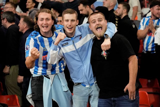 Coventry fans celebrate their team winning 0-1 during the Premier League match Nottingham Forest vs Coventry City at City Ground, Nottingham, United Kingdom on 19 September 2026

(Photo by Maynard Manyowa/News Images)