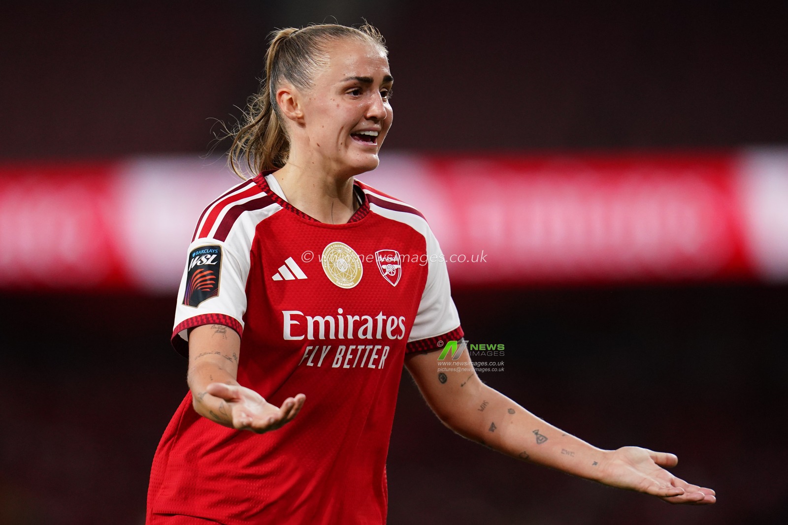 Georgia Stanway of Arsenal shows frustration during the Women's Super League match Arsenal vs Manchester United at Emirates, London, United Kingdom on 19 September 2026

(Photo by Harvey Murphy/News Images)