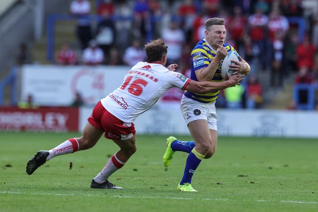 George Williams of Warrington Wolves in action during the Betfred Super League Play-off Eliminator round match Warrington Wolves vs Hull KR at The Halliwell Jones Stadium, Warrington, United Kingdom on 19 September 2026

(Photo by Mark Cosgrove/News Images)