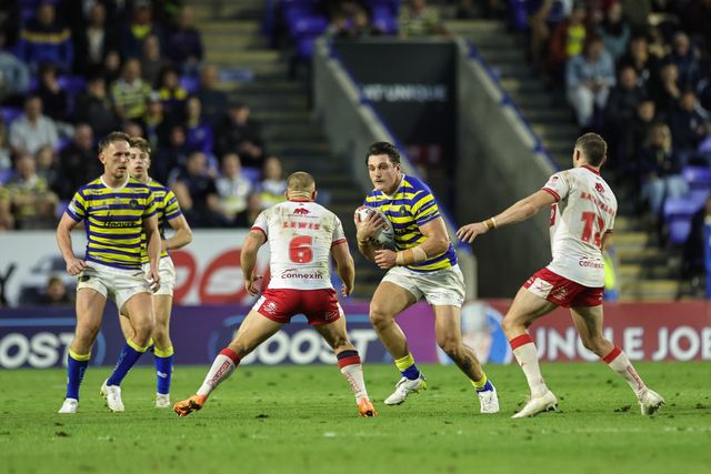 Liam Byrne of Warrington Wolves in action during the Betfred Super League Play-off Eliminator round match Warrington Wolves vs Hull KR at The Halliwell Jones Stadium, Warrington, United Kingdom on 19 September 2026

(Photo by Mark Cosgrove/News Images)