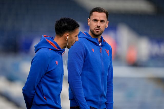 Dwight McNeil of Crystal Palace and Anan Khalaili of Crystal Palace inspects the pitch prior to kick off during the Premier League match Leeds United vs Crystal Palace at Elland Road, Leeds, United Kingdom on 20 September 2026

(Photo by Maynard Manyowa/News Images)