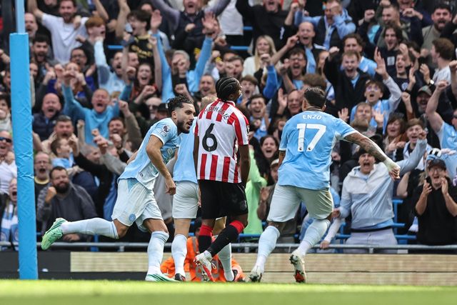 Rayan Cherki of Manchester City celebrates his goal to make it 2-1 during the Premier League match Manchester City vs Sunderland at Etihad Stadium, Manchester, United Kingdom on 20 September 2026

(Photo by Mark Cosgrove/News Images)