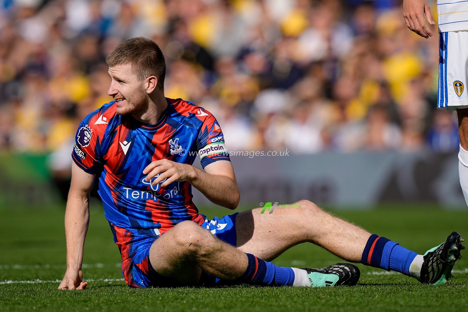 Adam Wharton of Crystal Palace goes down after a challenge during the Premier League match Leeds United vs Crystal Palace at Elland Road, Leeds, United Kingdom on 20 September 2026

(Photo by Maynard Manyowa/News Images)