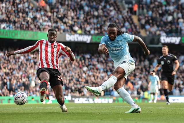 Antoine Semenyo of Manchester City scores to make it 4-2 during the Premier League match Manchester City vs Sunderland at Etihad Stadium, Manchester, United Kingdom on 20 September 2026

(Photo by Mark Cosgrove/News Images)