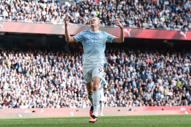 Erling Haaland of Manchester City reacts after a missed chance on goal during the Premier League match Manchester City vs Sunderland at Etihad Stadium, Manchester, United Kingdom on 20 September 2026

(Photo by Mark Cosgrove/News Images)
