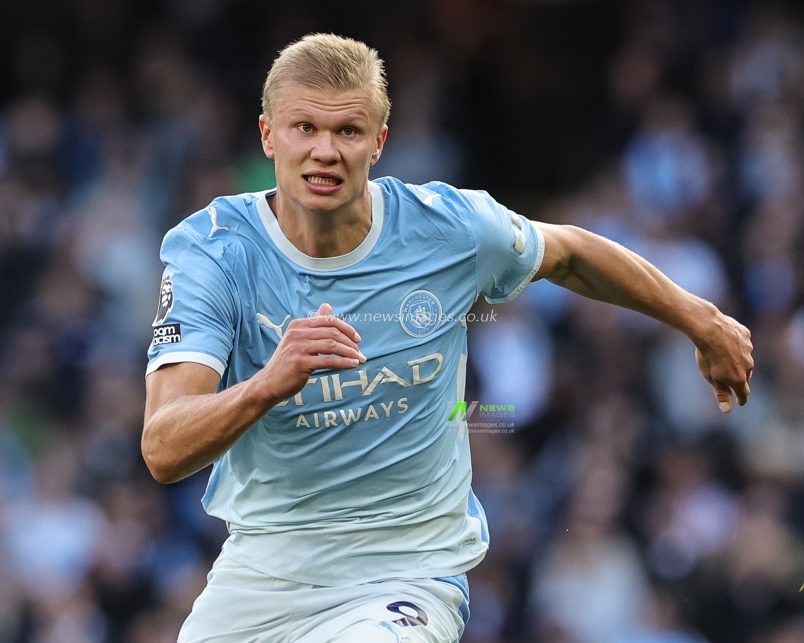 Erling Haaland of Manchester City in action during the Premier League match Manchester City vs Sunderland at Etihad Stadium, Manchester, United Kingdom on 20 September 2026

(Photo by Mark Cosgrove/News Images)