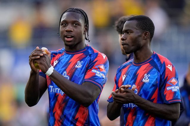 Jaydee Canvot of Crystal Palace and Tyrick Mitchell of Crystal Palace applauds the fans after the final whistle  during the Premier League match Leeds United vs Crystal Palace at Elland Road, Leeds, United Kingdom on 20 September 2026

(Photo by Maynard Manyowa/News Images)