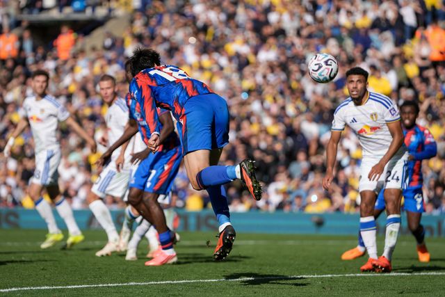 Daichi Kamada of Crystal Palace heads the ball towards goal during the Premier League match Leeds United vs Crystal Palace at Elland Road, Leeds, United Kingdom on 20 September 2026

(Photo by Maynard Manyowa/News Images)