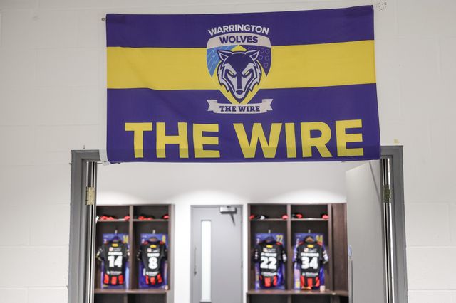 The Wire flag is draped over Warrington’s dressing room during the Betfred Super League Play-off Semi-Final match Leeds Rhinos vs Warrington Wolves at AMT Headingley Stadium, Leeds, United Kingdom on 25 September 2026

(Photo by Mark Cosgrove/News Images)