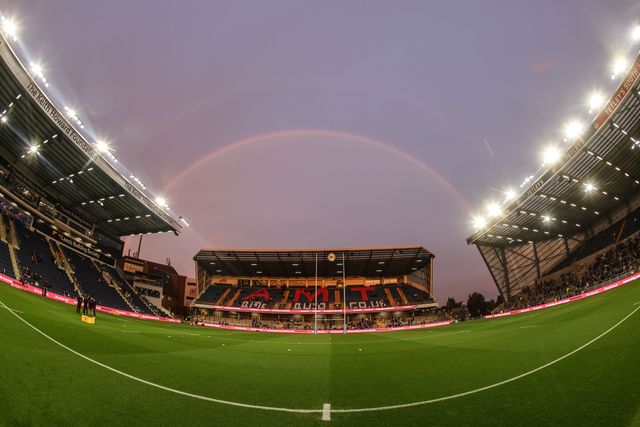 A rainbow looms over Headingley during the Betfred Super League Play-off Semi-Final match Leeds Rhinos vs Warrington Wolves at AMT Headingley Stadium, Leeds, United Kingdom on 25 September 2026

(Photo by Mark Cosgrove/News Images)