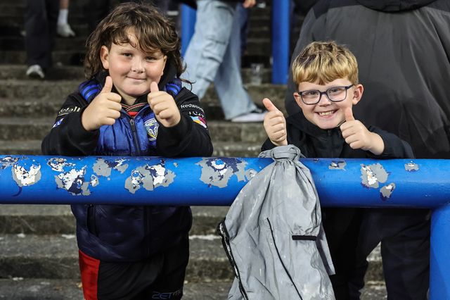 Warrington fans take to the stand during the Betfred Super League Play-off Semi-Final match Leeds Rhinos vs Warrington Wolves at AMT Headingley Stadium, Leeds, United Kingdom on 25 September 2026

(Photo by Mark Cosgrove/News Images)