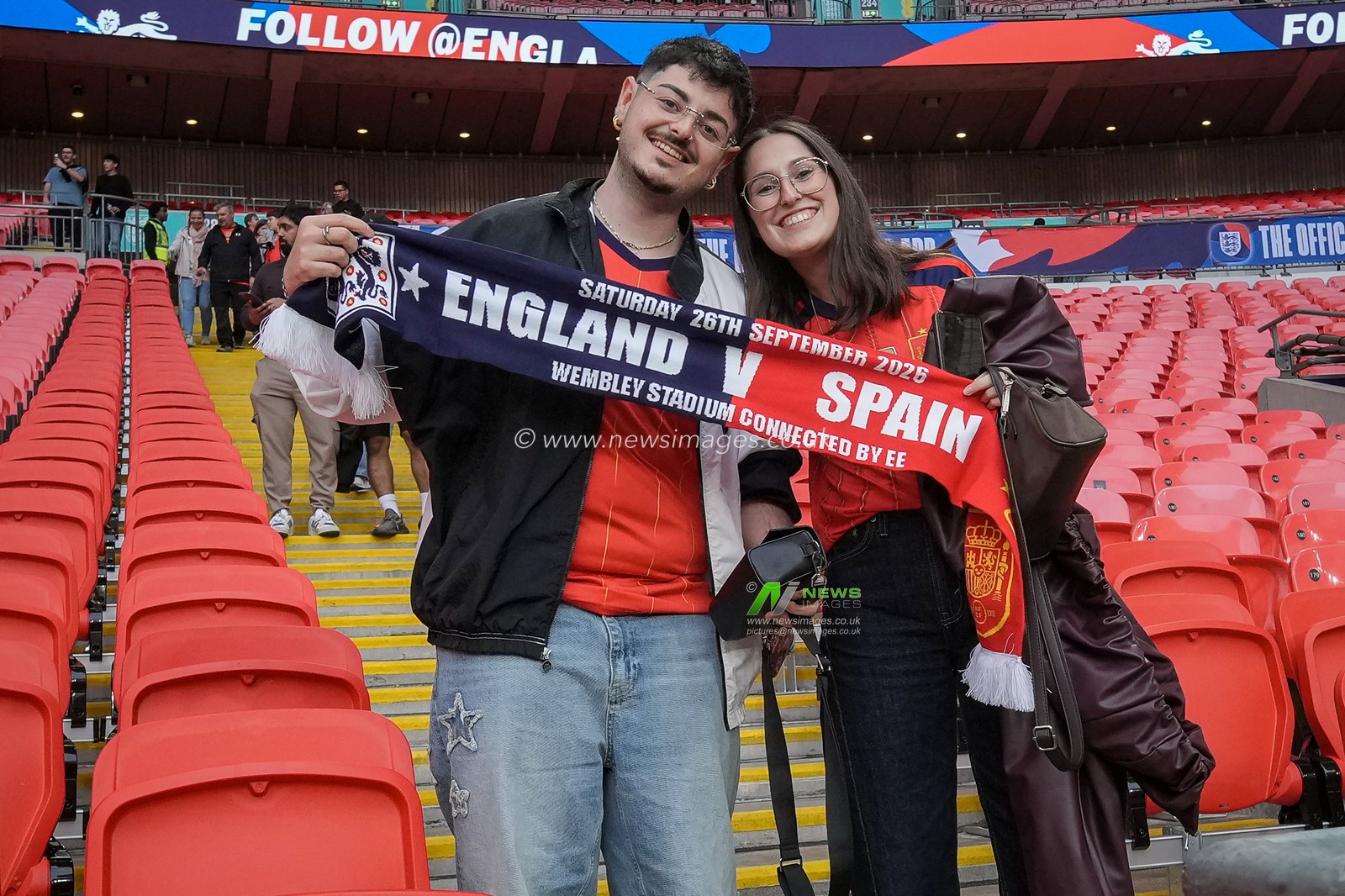 Spanish fans in the stadium before kick off during the UEFA Nations League match England vs Spain at Wembley Stadium, London, United Kingdom on 26 September 2026

(Photo by Maynard Manyowa/News Images)