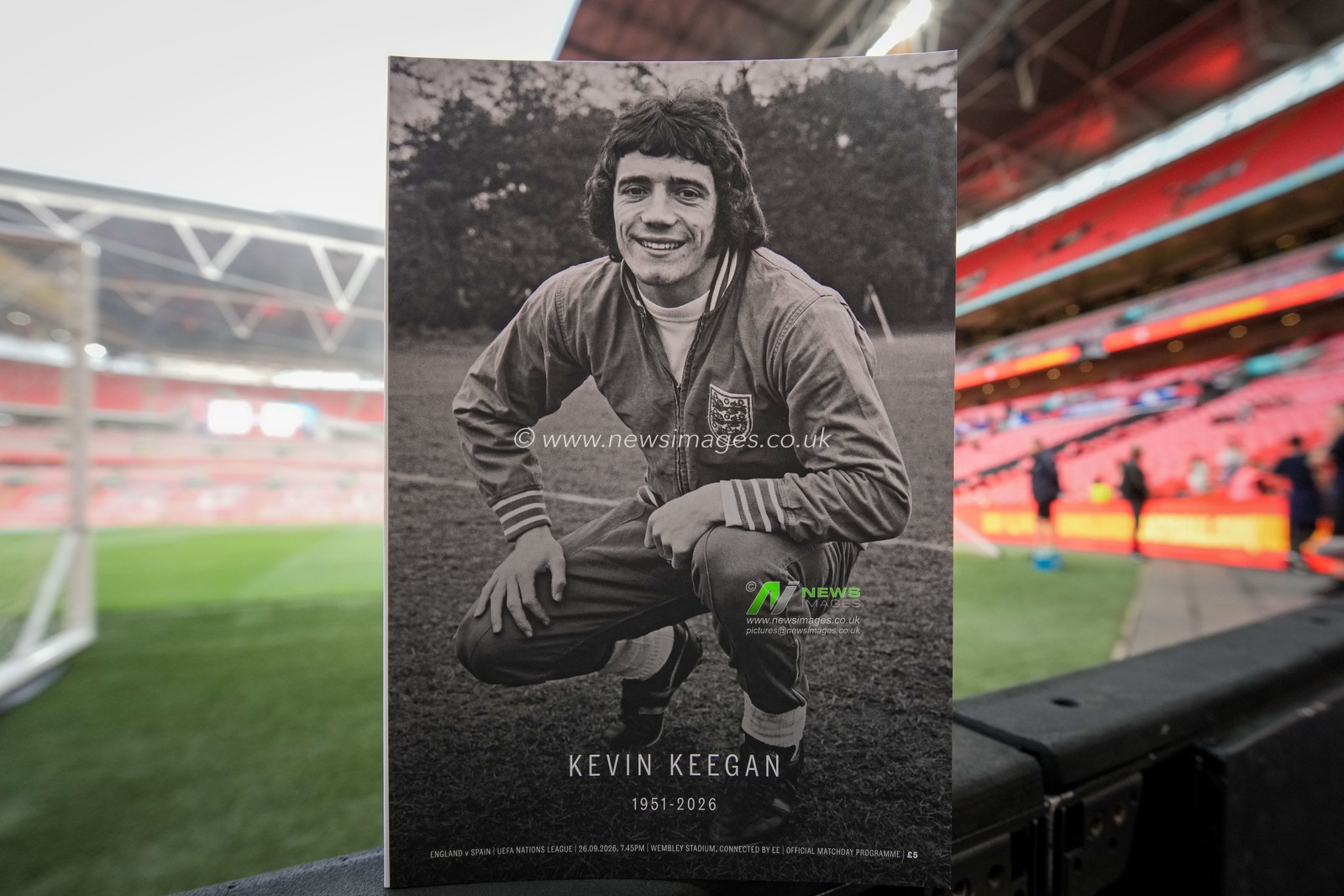 Kevin Keegan in the match day program prior to kick offduring the UEFA Nations League match England vs Spain at Wembley Stadium, London, United Kingdom on 26 September 2026

(Photo by Maynard Manyowa/News Images)