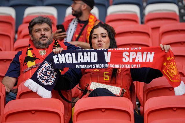 Spanish fans in the stadium before kick off during the UEFA Nations League match England vs Spain at Wembley Stadium, London, United Kingdom on 26 September 2026

(Photo by Maynard Manyowa/News Images)