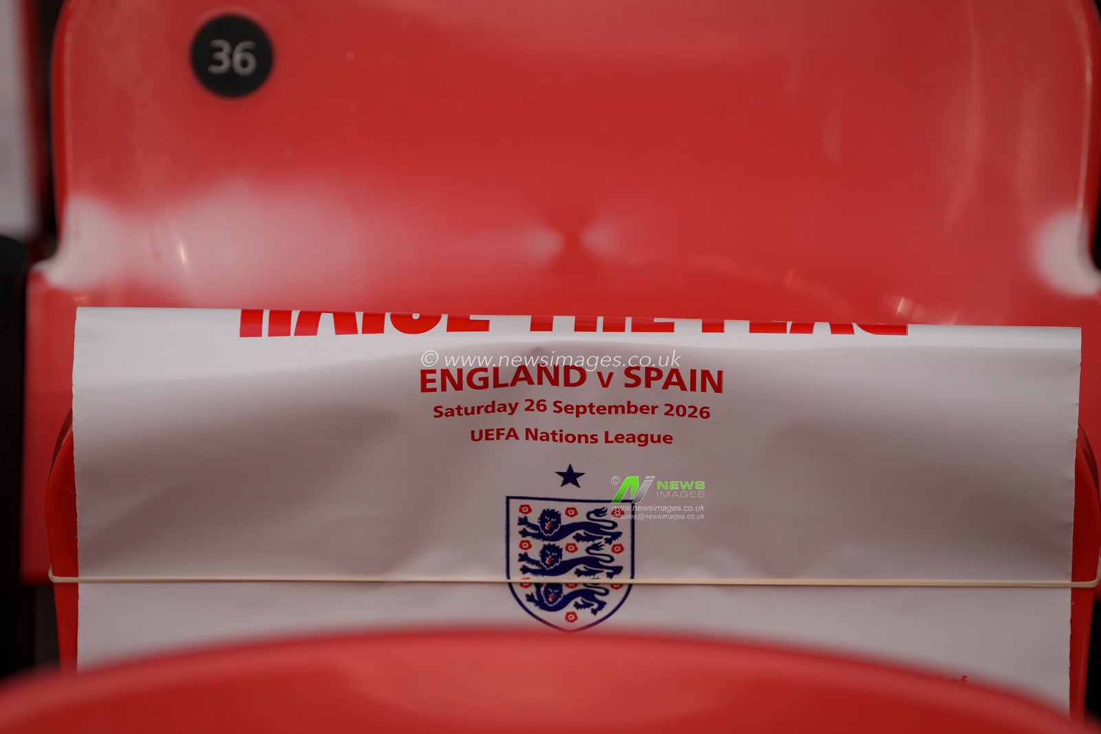 A general view of the raise the flag poster ion seats during the UEFA Nations League match England vs Spain at Wembley Stadium, London, United Kingdom on 26 September 2026

(Photo by Maynard Manyowa/News Images)