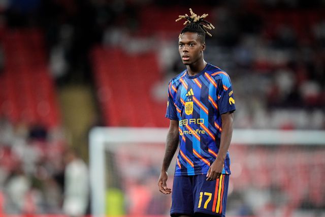 Nico Williams of Spain in the pregame warmup session  during the UEFA Nations League match England vs Spain at Wembley Stadium, London, United Kingdom on 26 September 2026

(Photo by Maynard Manyowa/News Images)