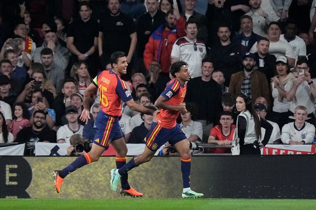 Spain goalkeeper David Raya celebrates his goal to make it   0-1 during the UEFA Nations League match England vs Spain at Wembley Stadium, London, United Kingdom on 26 September 2026

(Photo by Maynard Manyowa/News Images)