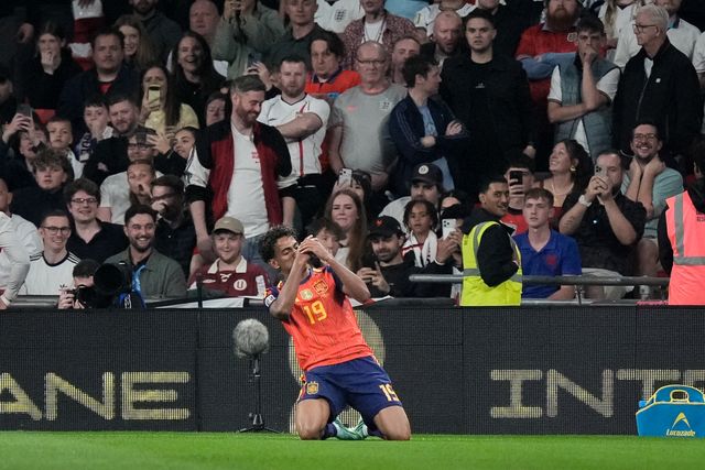 Spain goalkeeper David Raya celebrates his goal to make it   0-1 during the UEFA Nations League match England vs Spain at Wembley Stadium, London, United Kingdom on 26 September 2026

(Photo by Maynard Manyowa/News Images)