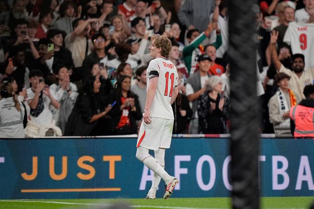 Anthony Gordon of England celebrates his goal to make it  1-1 during the UEFA Nations League match England vs Spain at Wembley Stadium, London, United Kingdom on 26 September 2026

(Photo by Maynard Manyowa/News Images)