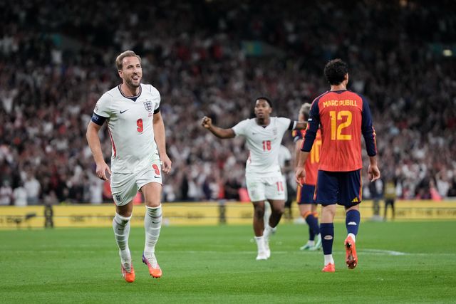 Harry Kane of England celebrates his goal to make it  2-1 during the UEFA Nations League match England vs Spain at Wembley Stadium, London, United Kingdom on 26 September 2026

(Photo by Maynard Manyowa/News Images)