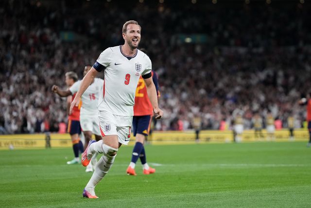 Harry Kane of England celebrates his goal to make it  2-1 during the UEFA Nations League match England vs Spain at Wembley Stadium, London, United Kingdom on 26 September 2026

(Photo by Maynard Manyowa/News Images)