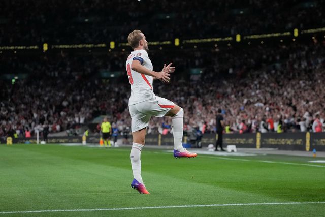 Harry Kane of England celebrates his goal to make it  2-1 during the UEFA Nations League match England vs Spain at Wembley Stadium, London, United Kingdom on 26 September 2026

(Photo by Maynard Manyowa/News Images)