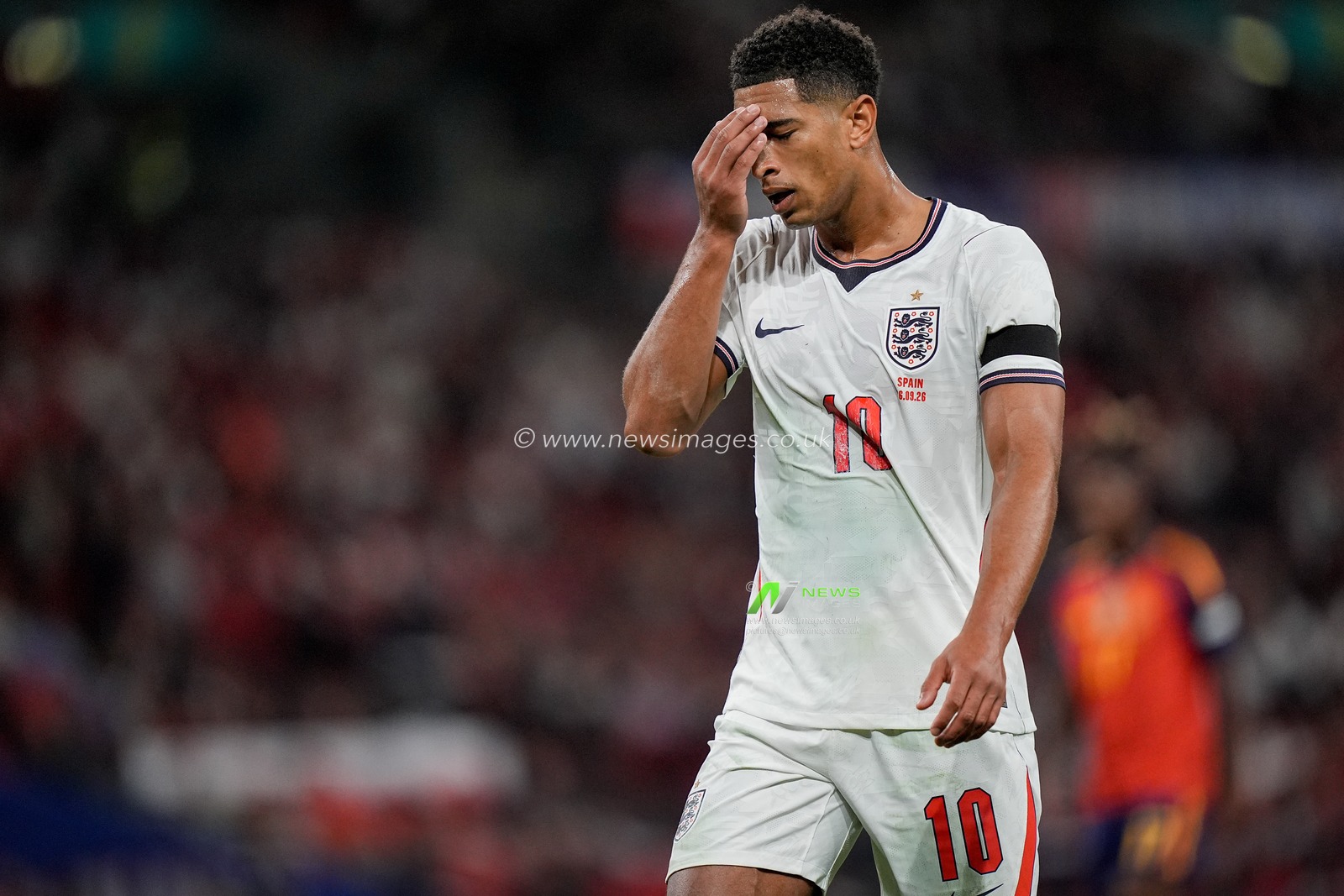 Jude Bellingham of England dejected during the UEFA Nations League match England vs Spain at Wembley Stadium, London, United Kingdom on 26 September 2026

(Photo by Maynard Manyowa/News Images)