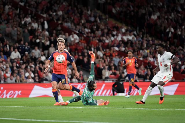 Mikel Oyarzabal of Spain scores to make it  2-3 during the UEFA Nations League match England vs Spain at Wembley Stadium, London, United Kingdom on 26 September 2026

(Photo by Maynard Manyowa/News Images)