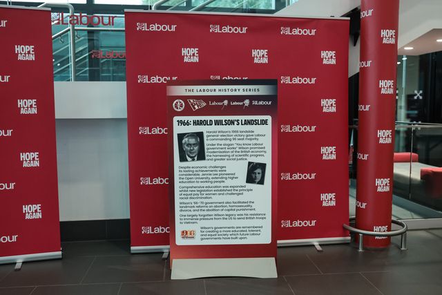The 1966 Harold Wilson Landslide poster during the Labour Party Annual Conference 2026 at Convention Centre, Liverpool, United Kingdom on 27 September 2026

(Photo by Mark Cosgrove/News Images)