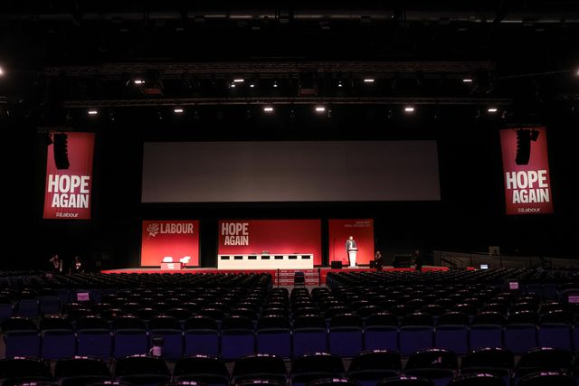 A general view of The Hope Again stage is set for the Party Annual Conference 2026 during the Labour Party Annual Conference 2026 at Convention Centre, Liverpool, United Kingdom on 27 September 2026

(Photo by Mark Cosgrove/News Images)
