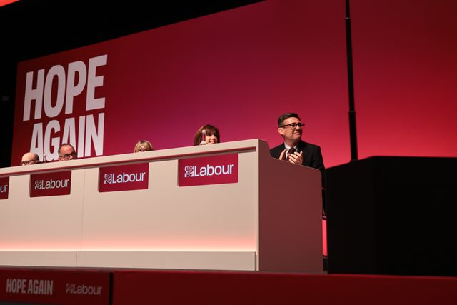 Prime Minister of the United Kingdom Andy Burnham looks on and smiles as the opening speech gets underway during the Labour Party Annual Conference 2026 at Convention Centre, Liverpool, United Kingdom on 27 September 2026

(Photo by Mark Cosgrove/News Images)