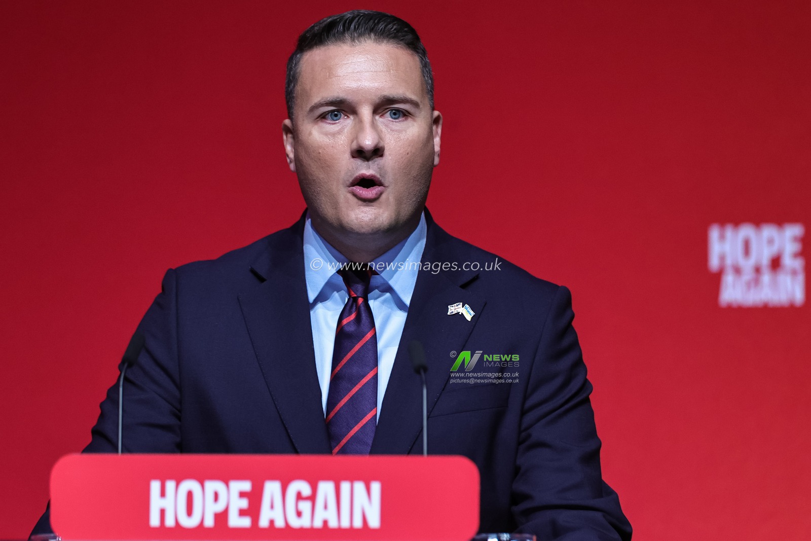 Secretary of State for Defence Wes Streeting MP speaks during the Labour Party Annual Conference Day Two at Convention Centre, Liverpool, United Kingdom on 28 September 2026

(Photo by Mark Cosgrove/News Images)